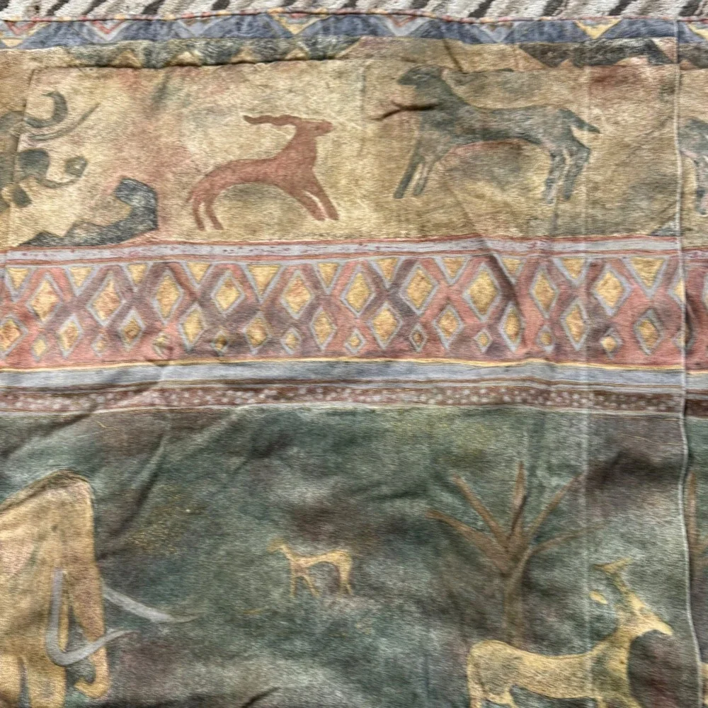 Vintage Mammoth‎ Cave Art Quilted Pillow Sham Prehistoric Tribal Earth Tones